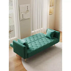 Divano Letto Convertibile Tufted in Stile Americano con Schienale Regolabile, Divano Letto Rivestito in Velluto per Soggiorno, Appartamento
