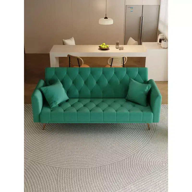 Divano Letto Convertibile Tufted in Stile Americano con Schienale Regolabile, Divano Letto Rivestito in Velluto per Soggiorno, Appartamento
