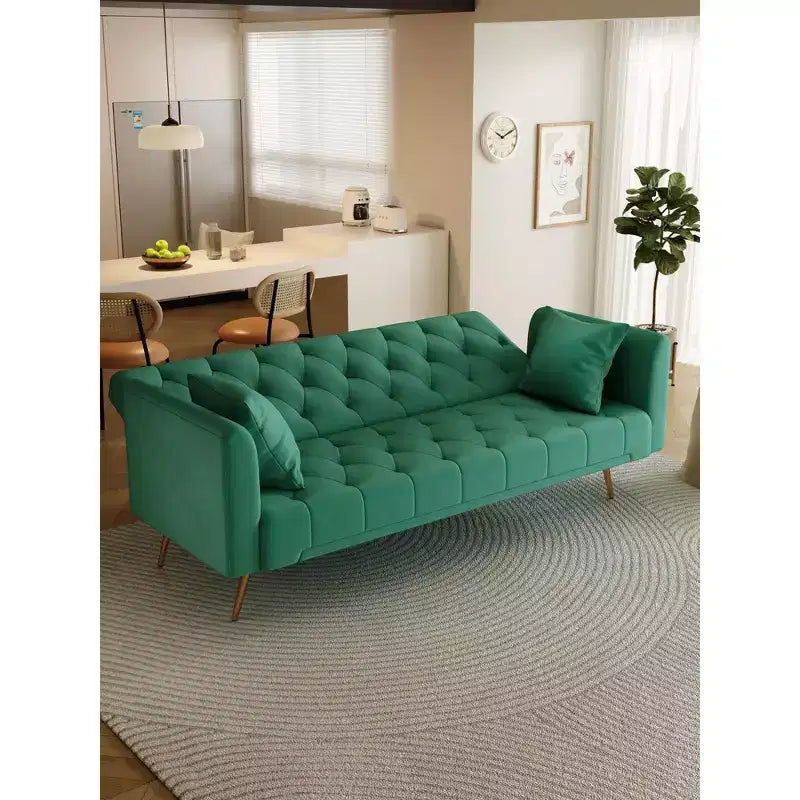 Divano Letto Convertibile Tufted in Stile Americano con Schienale Regolabile, Divano Letto Rivestito in Velluto per Soggiorno, Appartamento