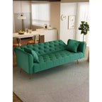 Divano Letto Convertibile Tufted in Stile Americano con Schienale Regolabile, Divano Letto Rivestito in Velluto per Soggiorno, Appartamento