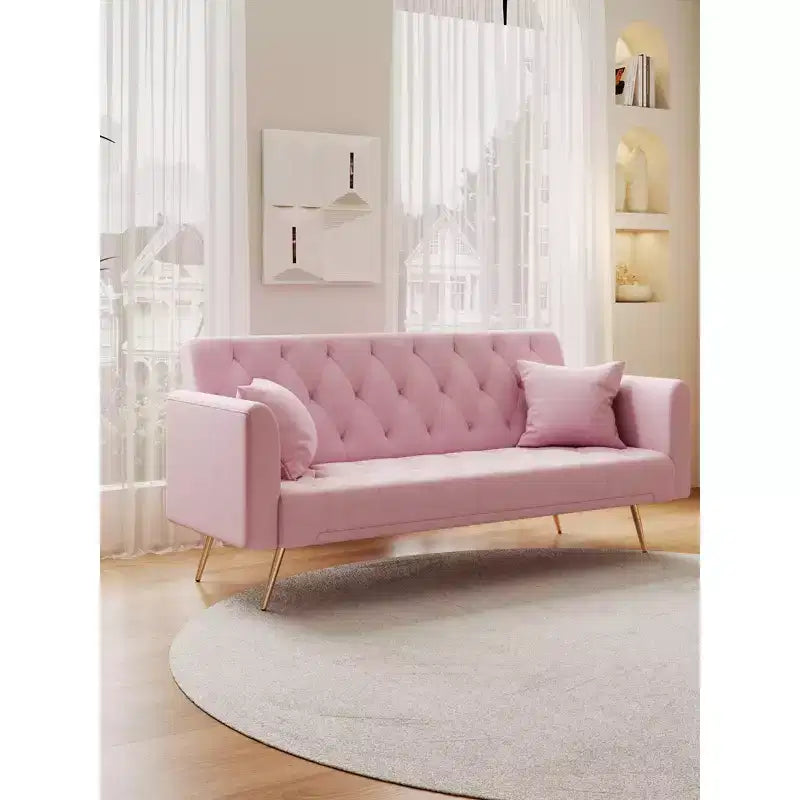 Divano Letto Convertibile Tufted in Stile Americano con Schienale Regolabile, Divano Letto Rivestito in Velluto per Soggiorno, Appartamento