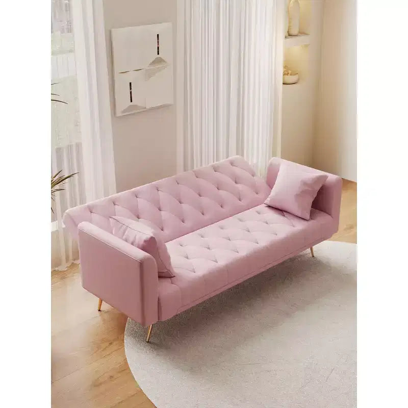Divano Letto Convertibile Tufted in Stile Americano con Schienale Regolabile, Divano Letto Rivestito in Velluto per Soggiorno, Appartamento