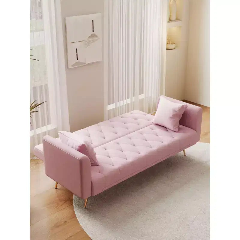 Divano Letto Convertibile Tufted in Stile Americano con Schienale Regolabile, Divano Letto Rivestito in Velluto per Soggiorno, Appartamento