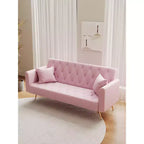 Divano Letto Convertibile Tufted in Stile Americano con Schienale Regolabile, Divano Letto Rivestito in Velluto per Soggiorno, Appartamento