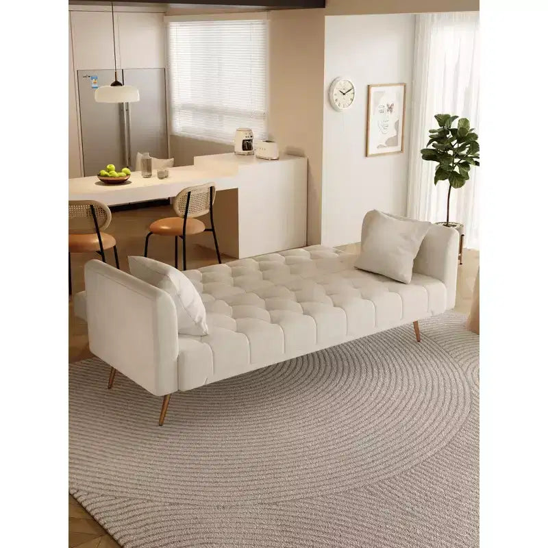 Divano Letto Convertibile Tufted in Stile Americano con Schienale Regolabile, Divano Letto Rivestito in Velluto per Soggiorno, Appartamento