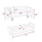 Divano Letto Convertibile Tufted in Stile Americano con Schienale Regolabile, Divano Letto Rivestito in Velluto per Soggiorno, Appartamento
