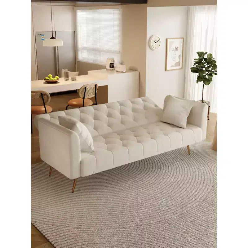 Divano Letto Convertibile Tufted in Stile Americano con Schienale Regolabile, Divano Letto Rivestito in Velluto per Soggiorno, Appartamento