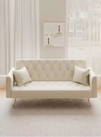 Divano Letto Convertibile Tufted in Stile Americano con Schienale Regolabile, Divano Letto Rivestito in Velluto per Soggiorno, Appartamento