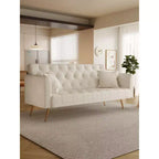 Divano Letto Convertibile Tufted in Stile Americano con Schienale Regolabile, Divano Letto Rivestito in Velluto per Soggiorno, Appartamento