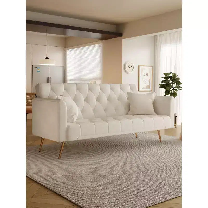 Divano Letto Convertibile Tufted in Stile Americano con Schienale Regolabile, Divano Letto Rivestito in Velluto per Soggiorno, Appartamento