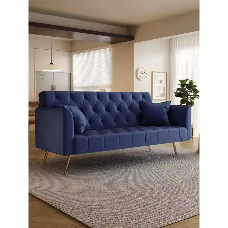 Divano Letto Convertibile Tufted in Stile Americano con Schienale Regolabile, Divano Letto Rivestito in Velluto per Soggiorno, Appartamento