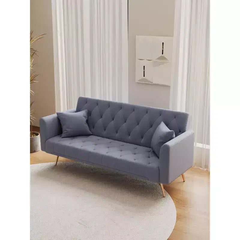 Divano Letto Convertibile Tufted in Stile Americano con Schienale Regolabile, Divano Letto Rivestito in Velluto per Soggiorno, Appartamento