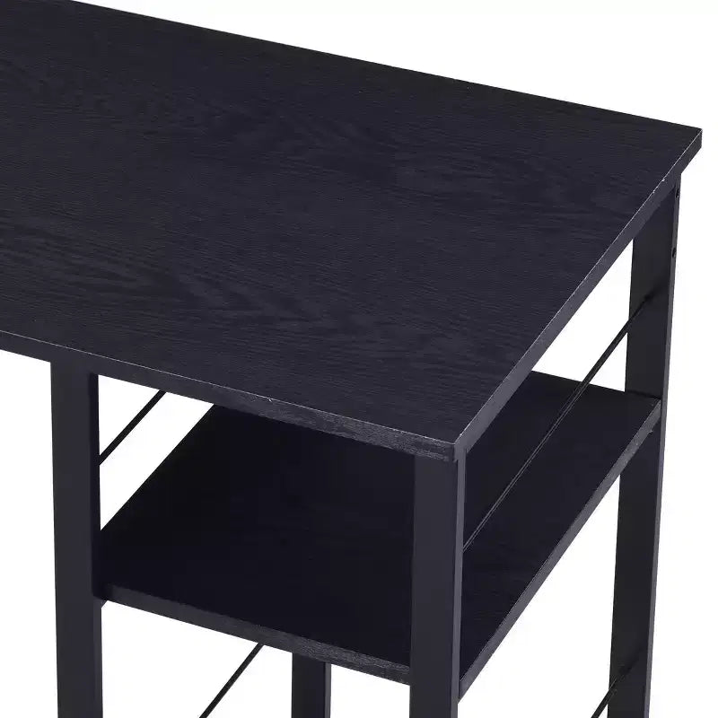 Scrivania in Rovere Invecchiato, Tavolo da Scrittura con Ripiani a 2 Livelli, Base Aperta in Metallo, Scrivania Rettangolare per Ufficio Domestico, Camera da Letto