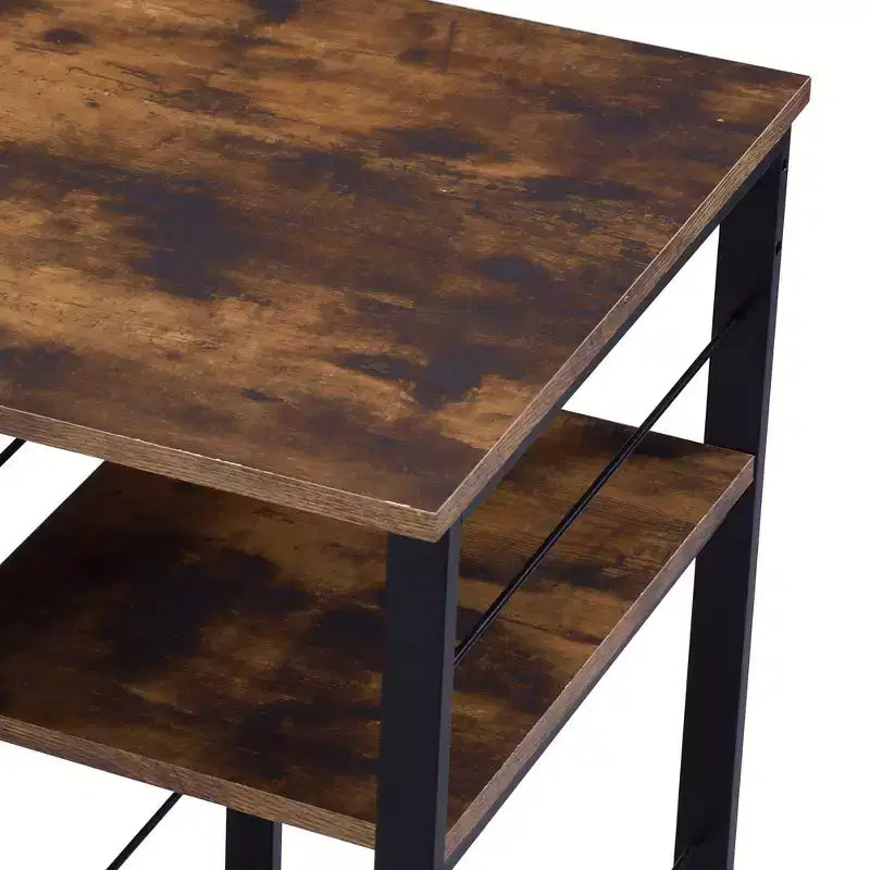 Scrivania in Rovere Invecchiato, Tavolo da Scrittura con Ripiani a 2 Livelli, Base Aperta in Metallo, Scrivania Rettangolare per Ufficio Domestico, Camera da Letto