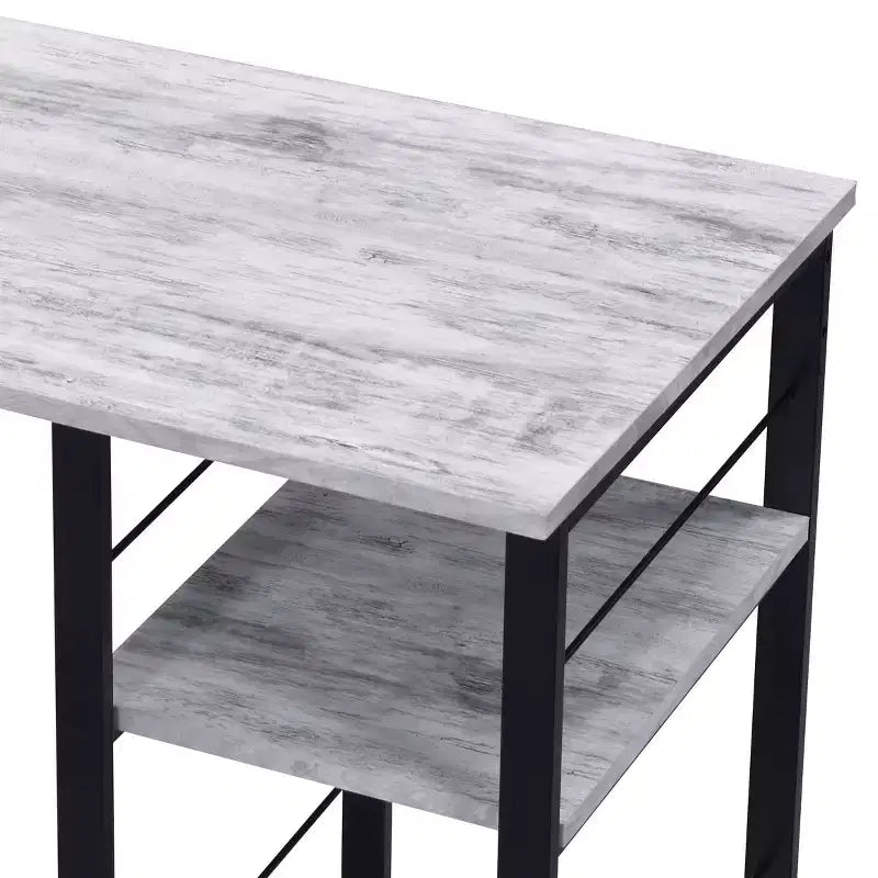 Scrivania in Rovere Invecchiato, Tavolo da Scrittura con Ripiani a 2 Livelli, Base Aperta in Metallo, Scrivania Rettangolare per Ufficio Domestico, Camera da Letto