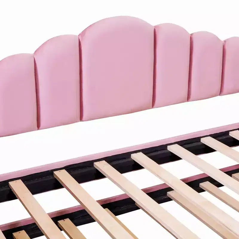 Divano letto singolo imbottito con letto estraibile e stazione di ricarica USB, daybed in velluto per camera da letto, rosa
