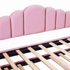 Divano letto singolo imbottito con letto estraibile e stazione di ricarica USB, daybed in velluto per camera da letto, rosa