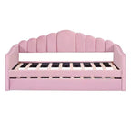 Divano letto singolo imbottito con letto estraibile e stazione di ricarica USB, daybed in velluto per camera da letto, rosa