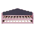 Divano letto singolo imbottito con letto estraibile e stazione di ricarica USB, daybed in velluto per camera da letto, rosa