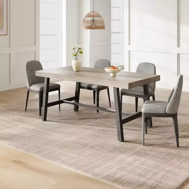 Tavolo da Pranzo Industriale, Tavolo da Cucina Rettangolare per 4-6 Persone, Design Rustico in Legno e Metallo