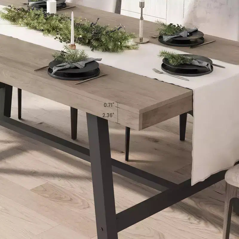 Tavolo da Pranzo Industriale, Tavolo da Cucina Rettangolare per 4-6 Persone, Design Rustico in Legno e Metallo