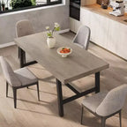 Tavolo da Pranzo Industriale, Tavolo da Cucina Rettangolare per 4-6 Persone, Design Rustico in Legno e Metallo