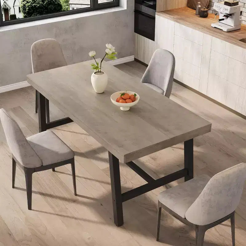 Tavolo da Pranzo Industriale, Tavolo da Cucina Rettangolare per 4-6 Persone, Design Rustico in Legno e Metallo