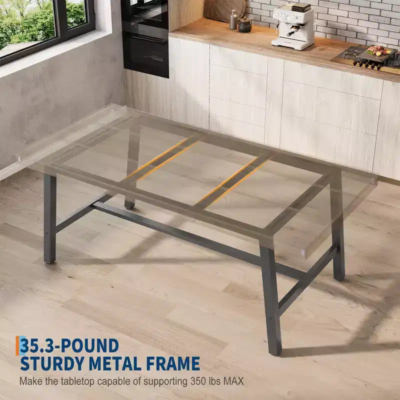 Tavolo da Pranzo Industriale, Tavolo da Cucina Rettangolare per 4-6 Persone, Design Rustico in Legno e Metallo