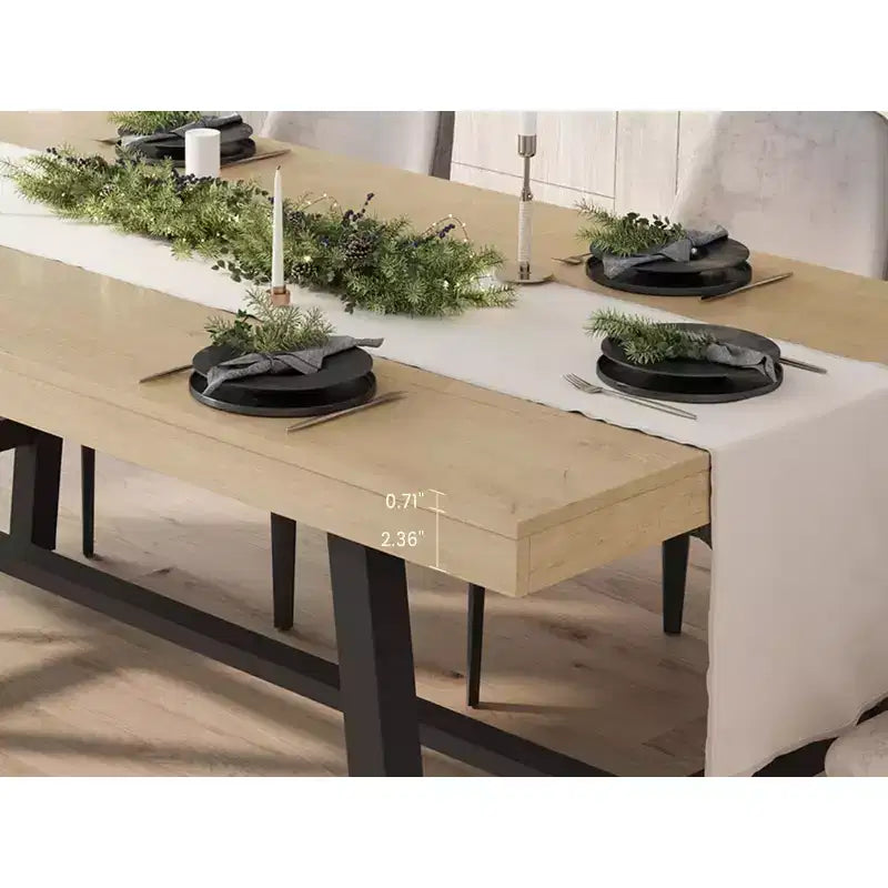 Tavolo da Pranzo Industriale, Tavolo da Cucina Rettangolare per 4-6 Persone, Design Rustico in Legno e Metallo