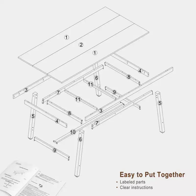 Tavolo da Pranzo Industriale, Tavolo da Cucina Rettangolare per 4-6 Persone, Design Rustico in Legno e Metallo