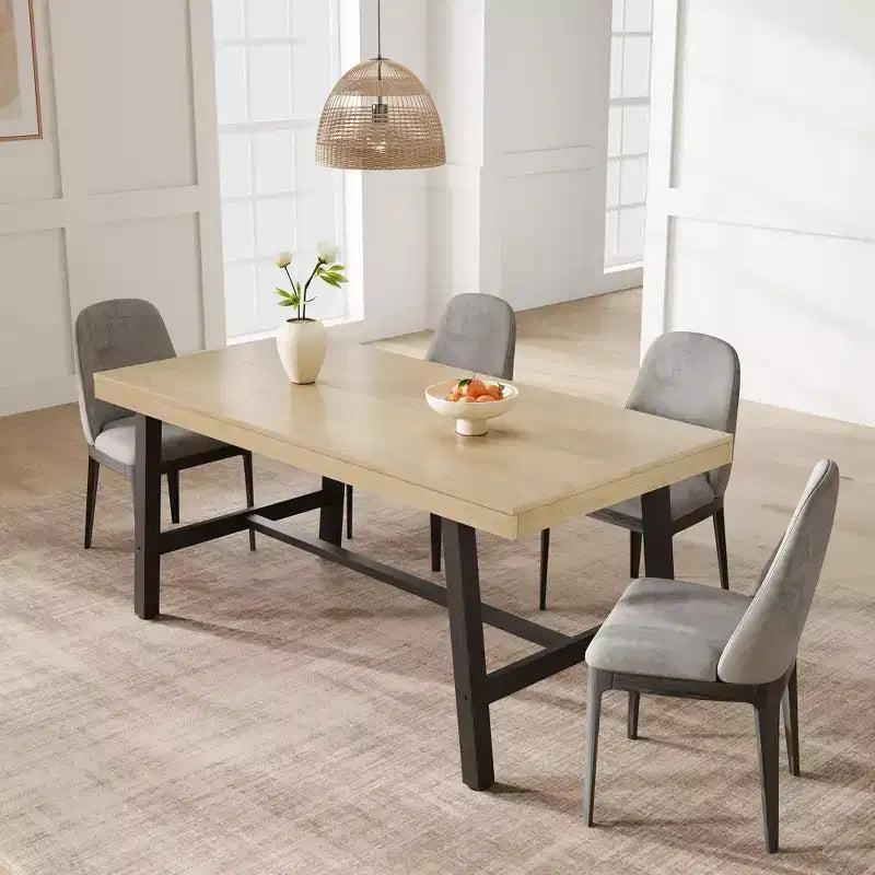 Tavolo da Pranzo Industriale, Tavolo da Cucina Rettangolare per 4-6 Persone, Design Rustico in Legno e Metallo