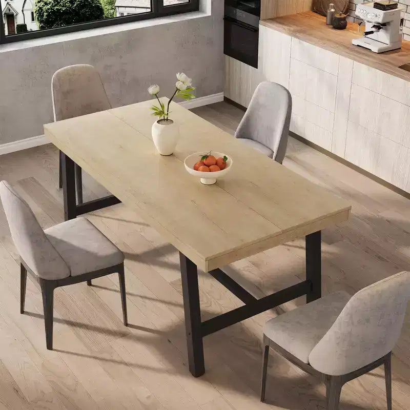 Tavolo da Pranzo Industriale, Tavolo da Cucina Rettangolare per 4-6 Persone, Design Rustico in Legno e Metallo