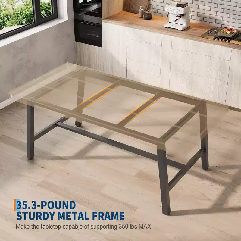 Tavolo da Pranzo Industriale, Tavolo da Cucina Rettangolare per 4-6 Persone, Design Rustico in Legno e Metallo
