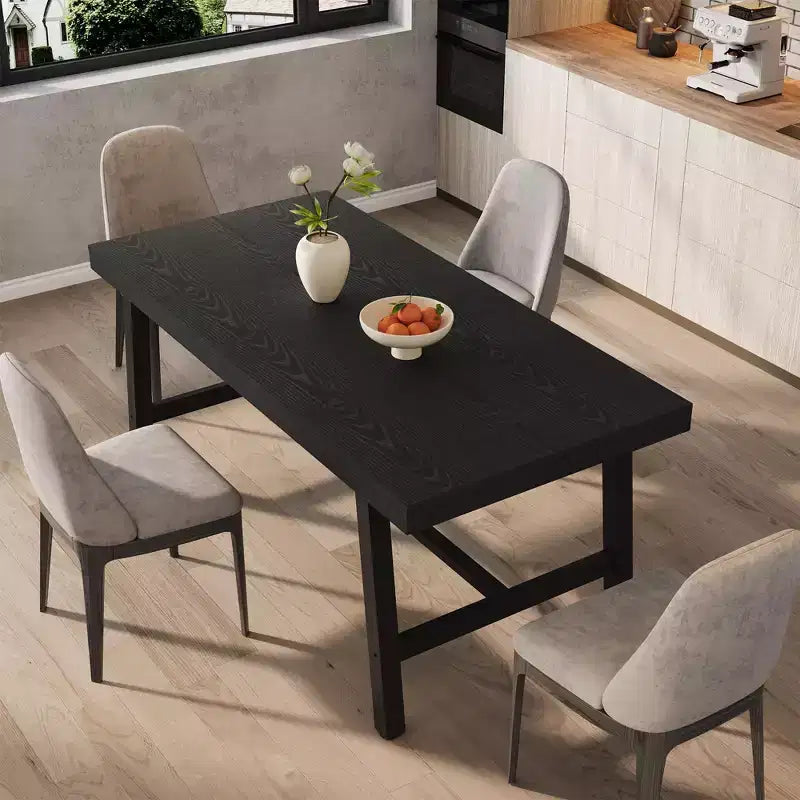 Tavolo da Pranzo Industriale, Tavolo da Cucina Rettangolare per 4-6 Persone, Design Rustico in Legno e Metallo