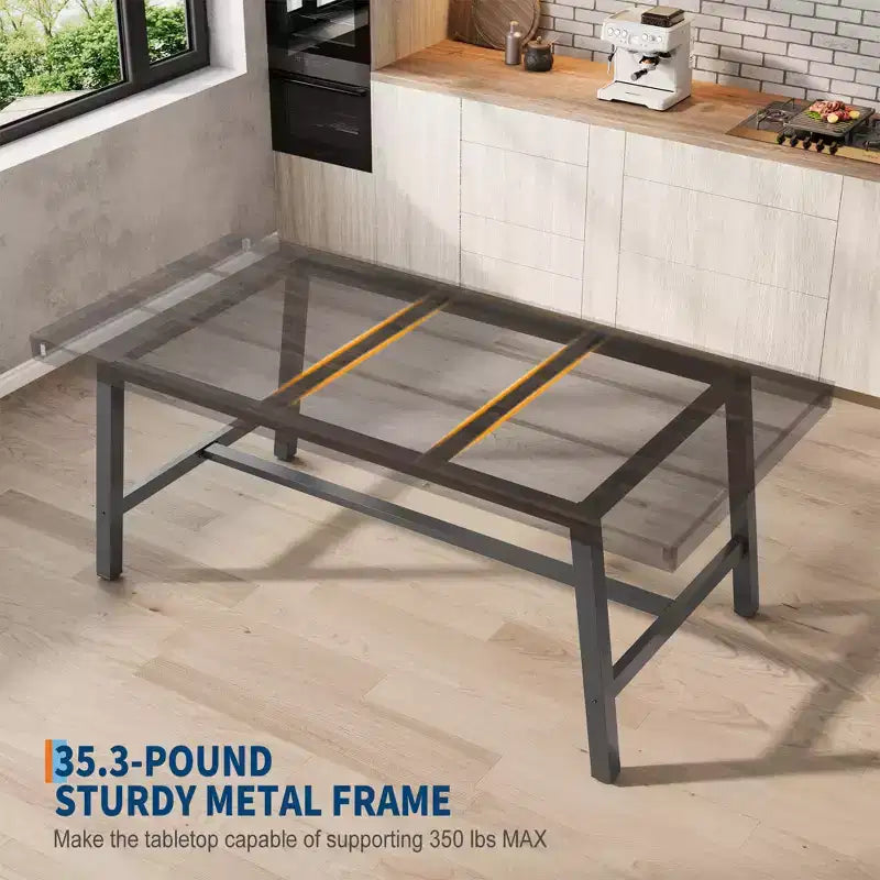 Tavolo da Pranzo Industriale, Tavolo da Cucina Rettangolare per 4-6 Persone, Design Rustico in Legno e Metallo