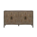 Credenza a buffet moderna in stile rustico da 152 cm, mobile contenitore con motivo geometrico a 4 ante e ripiani regolabili