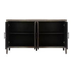 Credenza a buffet moderna in stile rustico da 152 cm, mobile contenitore con motivo geometrico a 4 ante e ripiani regolabili