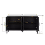 Credenza a buffet moderna in stile rustico da 152 cm, mobile contenitore con motivo geometrico a 4 ante e ripiani regolabili