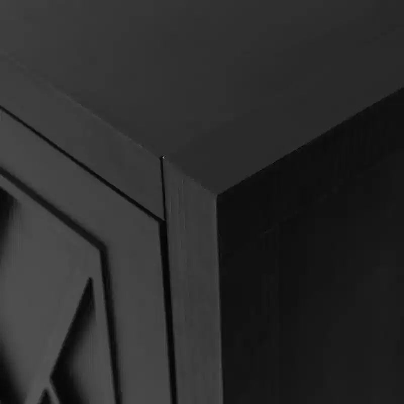 Credenza a buffet moderna in stile rustico da 152 cm, mobile contenitore con motivo geometrico a 4 ante e ripiani regolabili