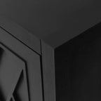 Credenza a buffet moderna in stile rustico da 152 cm, mobile contenitore con motivo geometrico a 4 ante e ripiani regolabili