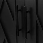 Credenza a buffet moderna in stile rustico da 152 cm, mobile contenitore con motivo geometrico a 4 ante e ripiani regolabili