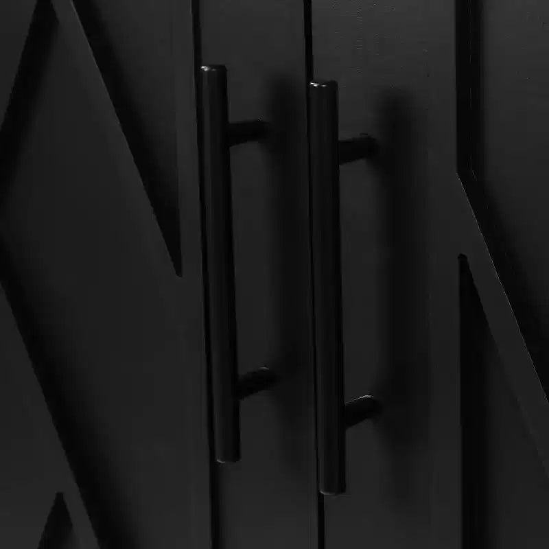 Credenza a buffet moderna in stile rustico da 152 cm, mobile contenitore con motivo geometrico a 4 ante e ripiani regolabili