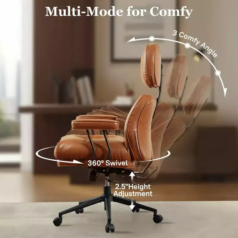 Sedia direzionale ad alto schienale con funzione reclinabile, sedia da ufficio ergonomica con comodo supporto lombare e per il collo