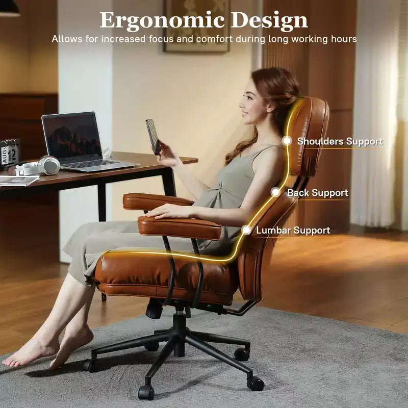 Sedia direzionale ad alto schienale con funzione reclinabile, sedia da ufficio ergonomica con comodo supporto lombare e per il collo