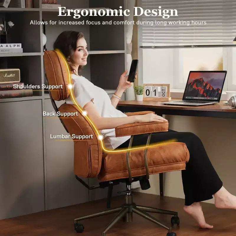 Sedia direzionale ad alto schienale con funzione reclinabile, sedia da ufficio ergonomica con comodo supporto lombare e per il collo