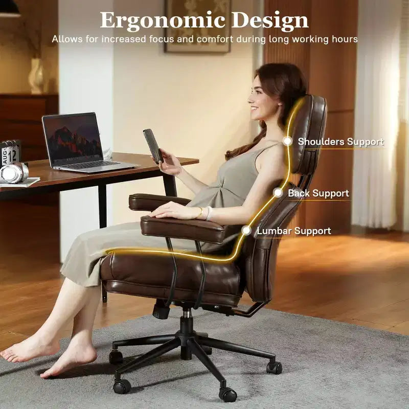 Sedia direzionale ad alto schienale con funzione reclinabile, sedia da ufficio ergonomica con comodo supporto lombare e per il collo