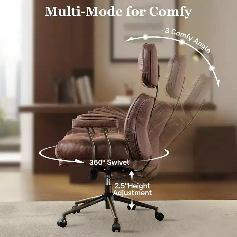 Sedia direzionale ad alto schienale con funzione reclinabile, sedia da ufficio ergonomica con comodo supporto lombare e per il collo