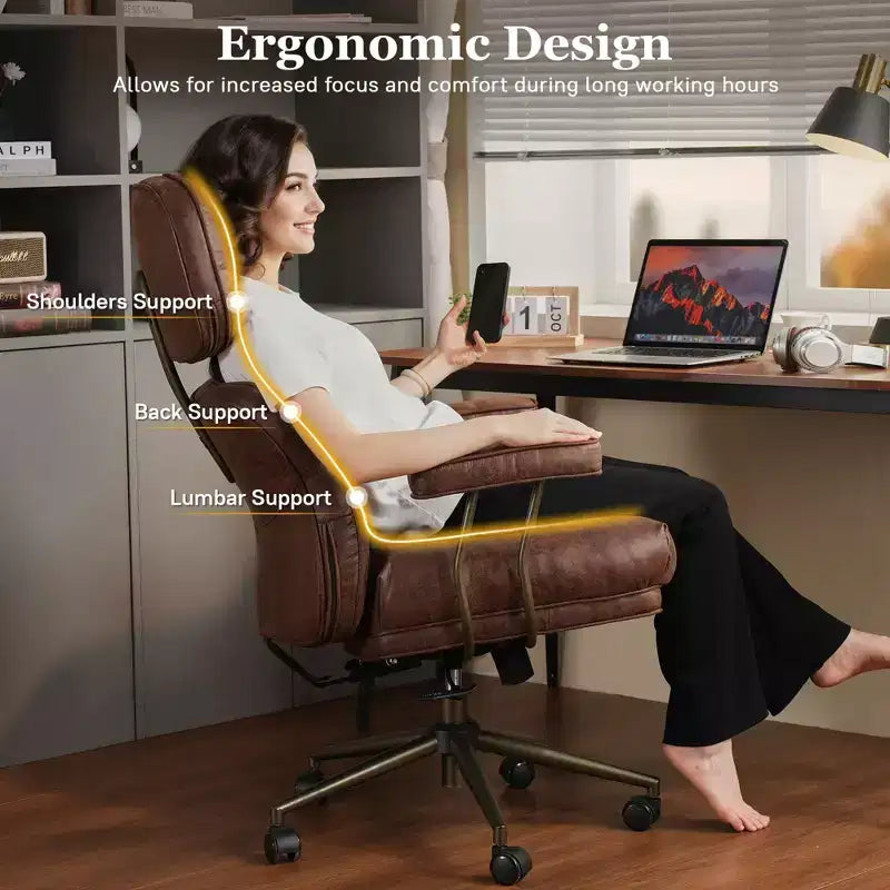 Sedia direzionale ad alto schienale con funzione reclinabile, sedia da ufficio ergonomica con comodo supporto lombare e per il collo