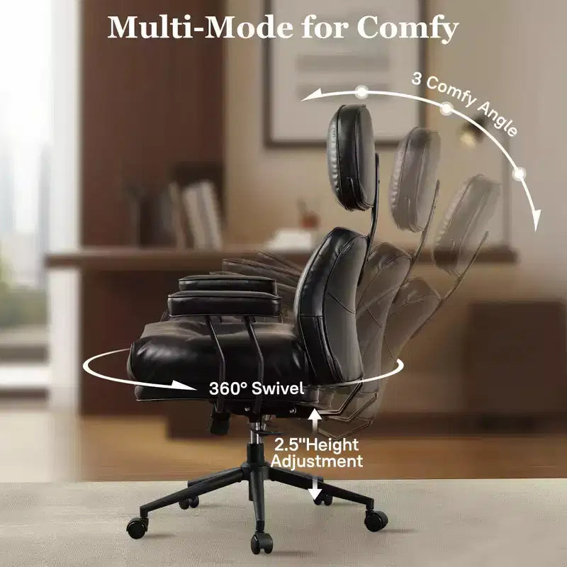 Sedia direzionale ad alto schienale con funzione reclinabile, sedia da ufficio ergonomica con comodo supporto lombare e per il collo