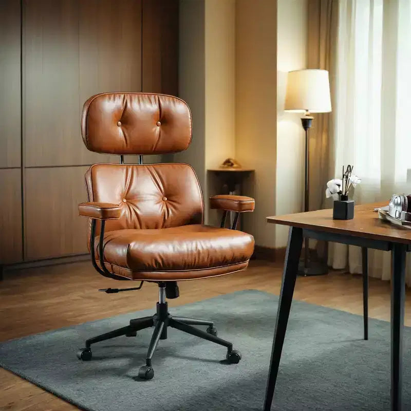 Sedia direzionale ad alto schienale con funzione reclinabile, sedia da ufficio ergonomica con comodo supporto lombare e per il collo